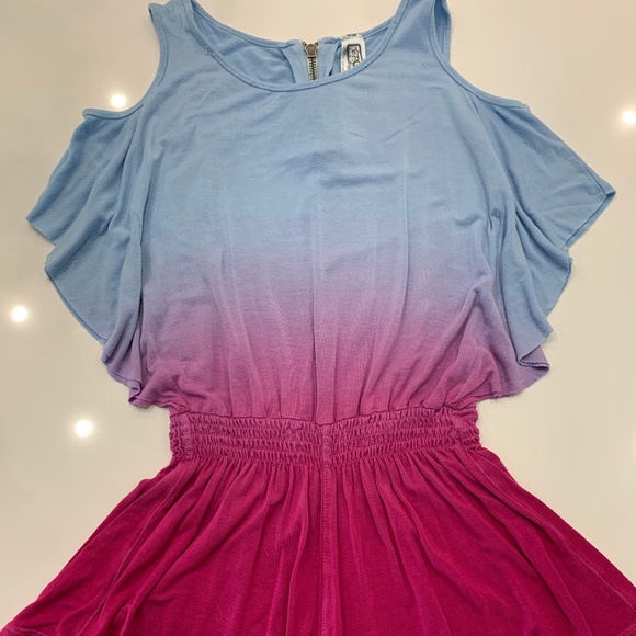 Pink and Blue Ruched Romper - Picture 1 of 2